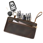 Leather Cellphone Pouch Wallet for Men & Women Long Slim Zipper Purse - VacationGrabs