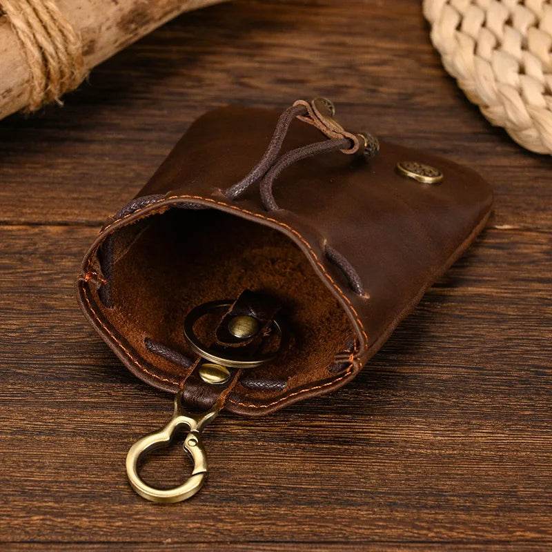 Handmade Leather Mini Coin Pouch for Men Women Vintage Wallet - VacationGrabs