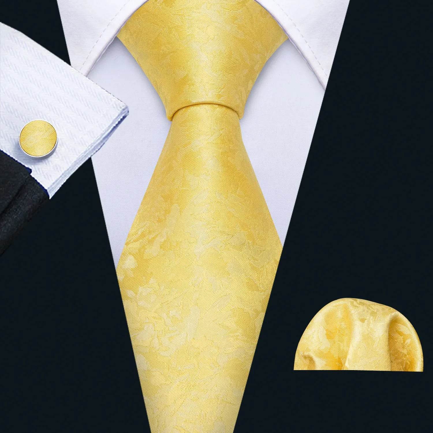 Gold & Beige Silk Tie Set for Men - VacationGrabs