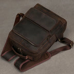Men’s Crazy Horse Leather Backpack 15.6" Laptop School Bag