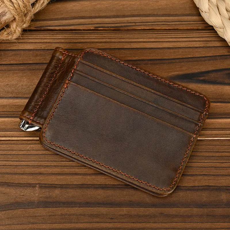 Genuine Leather Money Clip Wallet for Men & Women Card Holder - VacationGrabs