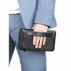 Men's First Layer Cowhide Clutch Bag Leather Multi-Functional Long Purse - VacationGrabs