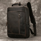 Men's Crazy Horse Leather Backpack 15.6" Laptop Daypack