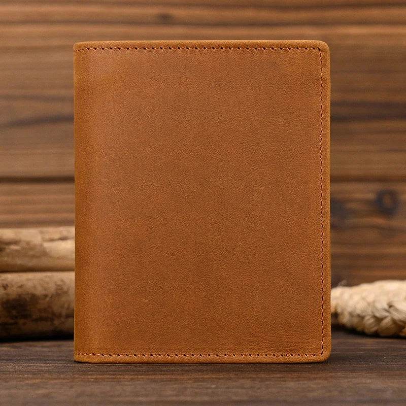 Leather Wallet for Men Crazy Horse Short Purse Multi Card Holder - VacationGrabs