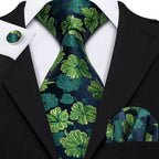 Floral Jacquard Silk Tie Set for Men - VacationGrabs