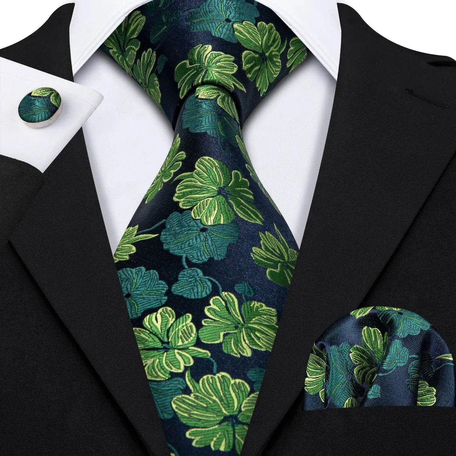Green Silk Tie Set for Men: Multiple Shades Available - VacationGrabs