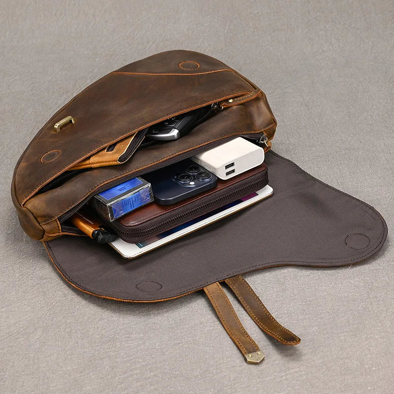 Vintage Genuine Leather Sling Bag for Men | Travel Crossbody
