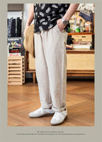 Red Tornado Old Money Aesthetic Linen Pants Men's Casual Pleated Trousers Loose Fit