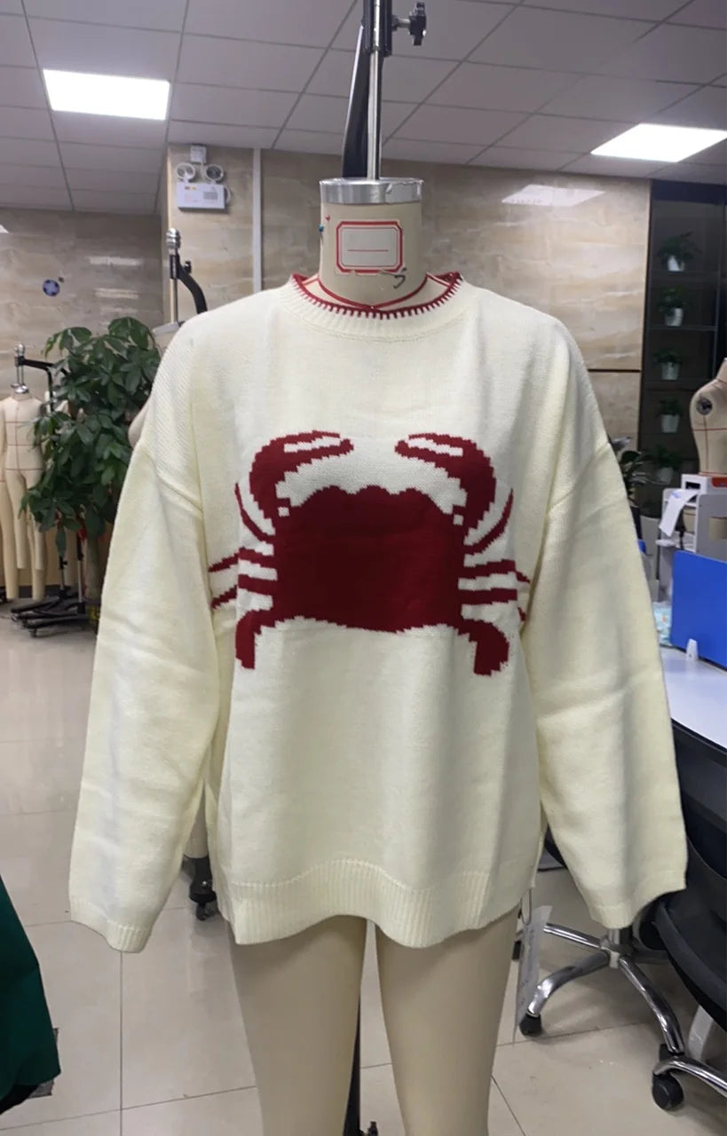 VacationGrabs Women Y2K Graphic Sweater top Cute Print Long Sleeve Knit Pullover Preppy Fall Winter Y2K Aesthetic Streetwear