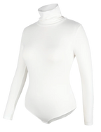 Women's High Collar Thermal Bodysuit, Long Sleeve Compression Top