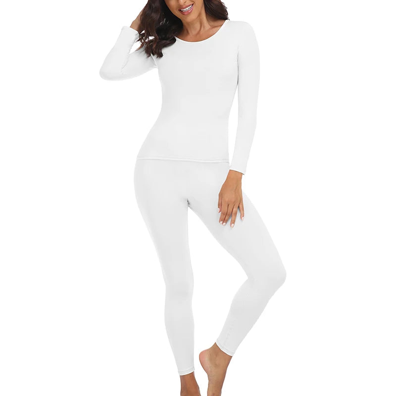 Women's Fleece Lined Thermal Underwear Set, 2-Piece Base Layer