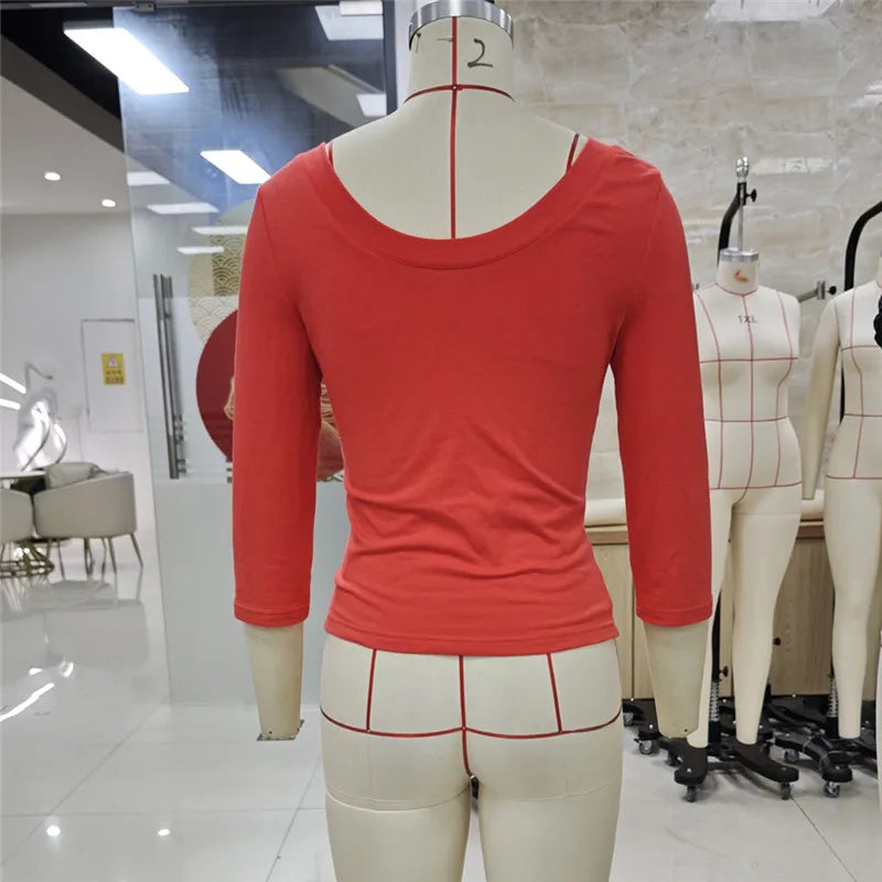 VacationGrabs Y2K Vintage Wrap V Neck Crop Top Ladies 3/4 Sleeve Ruched Slim Fitted Short Blouse Casual Going Out Streetwear Tops
