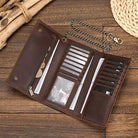 Men’s Leather Wallet with Iron Chain Clip Purse Long Fashion Wallet - VacationGrabs