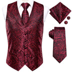Men's burgundy paisley vest set with necktie how to tie instructions