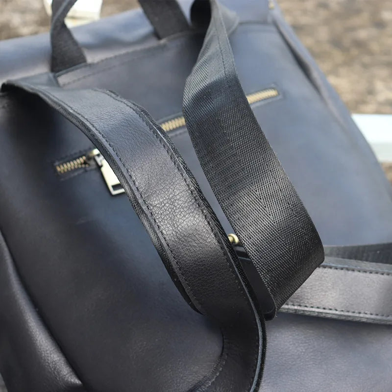 VacationGrabs Mochila de viaje de cuero genuino para hombre