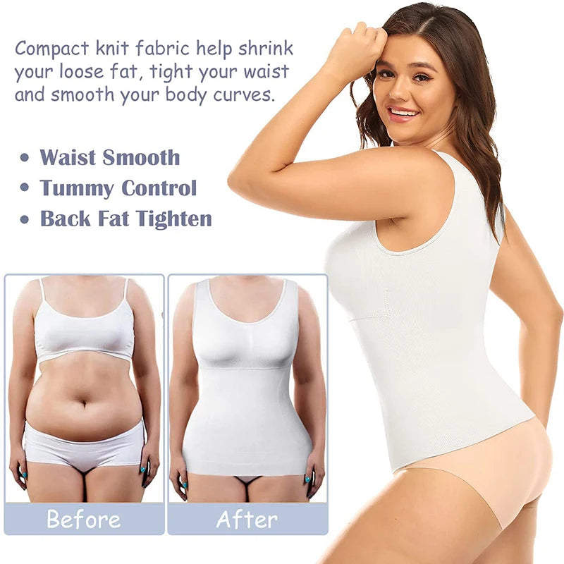 Women's Seamless Tummy Control Camisole with Built-In Bra