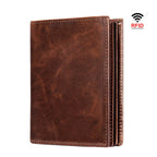 RFID Genuine Leather Travel Wallet Business Card Clip Short Purse Wallet - VacationGrabs