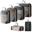 Set of compression packing cubes for travel in gray and black
