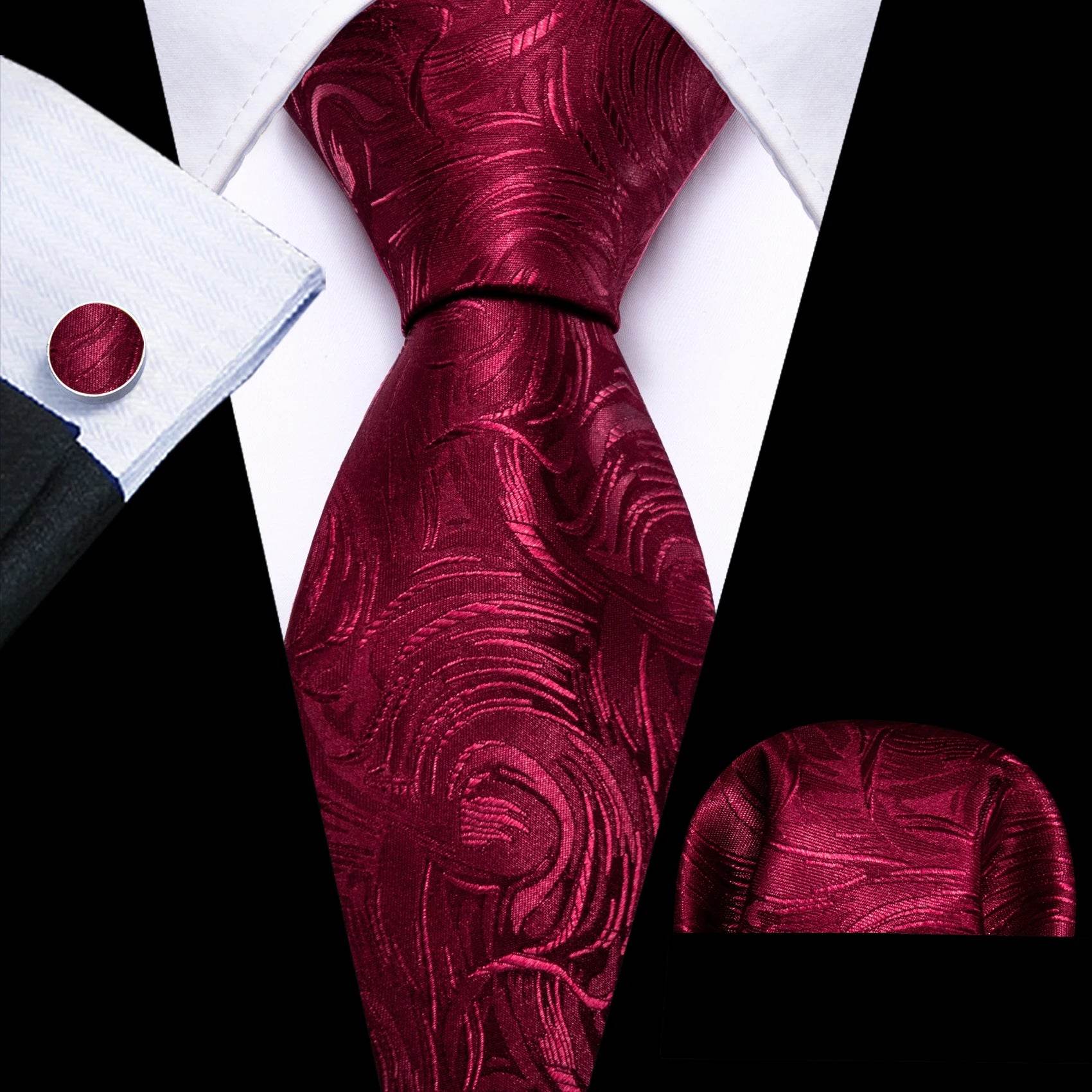 Red Plaid Silk Tie Set for Men - VacationGrabs