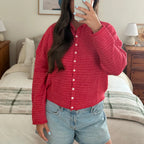 Y2K Crew Neck Open Front Button Down Long Sleeve Knit Sweaters Womens Striped Cardigan Sweater Casual Winter Fall Outerwear