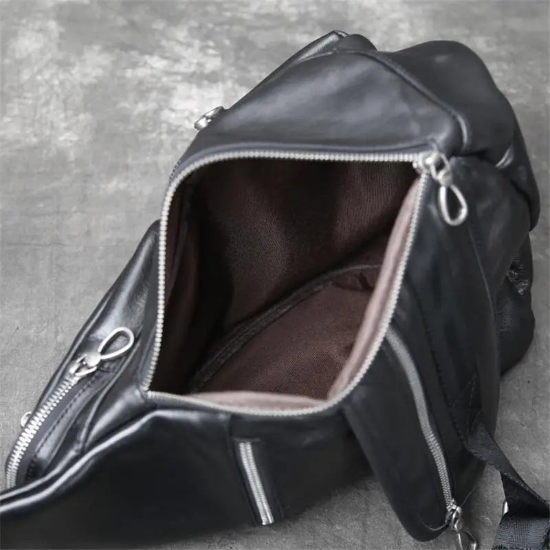 Men's Genuine Leather Sling Bag – Half Moon Chest Pack