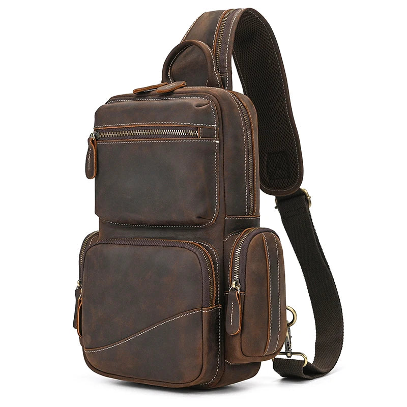 Genuine Leather Vintage Sling Bag for Men | Chest Pack