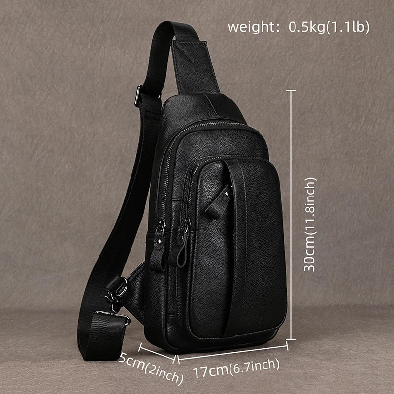 Leather Single Shoulder Sling Bag Chest Bags For Men
