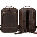 Vintage Travel Backpack Crazy Horse Leather Double Zipper Bag - VacationGrabs