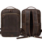 Vintage Travel Backpack Crazy Horse Leather Double Zipper Bag - VacationGrabs
