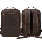 Vintage Travel Backpack Crazy Horse Leather Double Zipper Bag - VacationGrabs