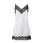 Women's Lace Trim Mini Dress Sexy Ladies Loose Fit Sleeveless Vestido Women's Elegant Party Dress Casual Loungewear
