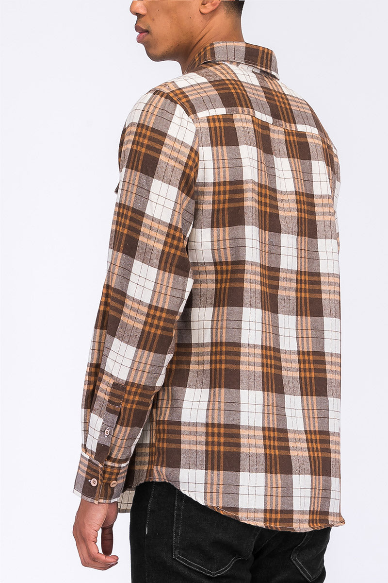 Brushed Flannel Shirt | Cotton-Poly Blend with Chest Pockets