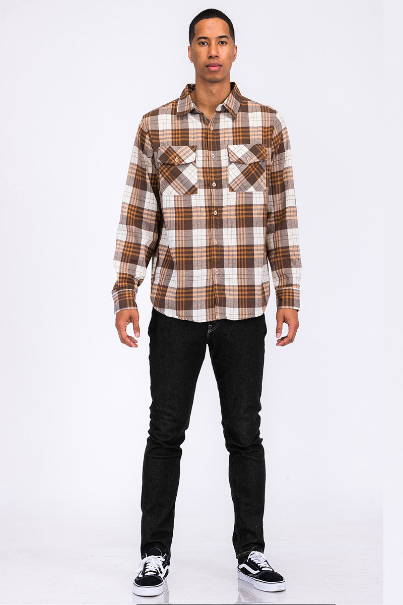 Brushed Flannel Shirt | Cotton-Poly Blend with Chest Pockets