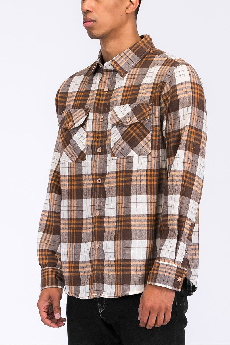 Brushed Flannel Shirt | Cotton-Poly Blend with Chest Pockets