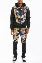 Printed Poly Span Track Set | Regular Fit with Zipper Details