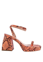 Such Flirt Snake Print Triangular Block Heel Sandals