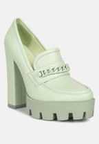 Corinne Chain Embellished Chunky Loafers