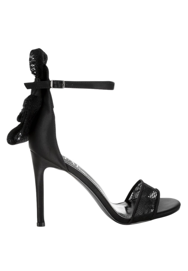 Delancy Bow Detail Lace Stiletto Sandals