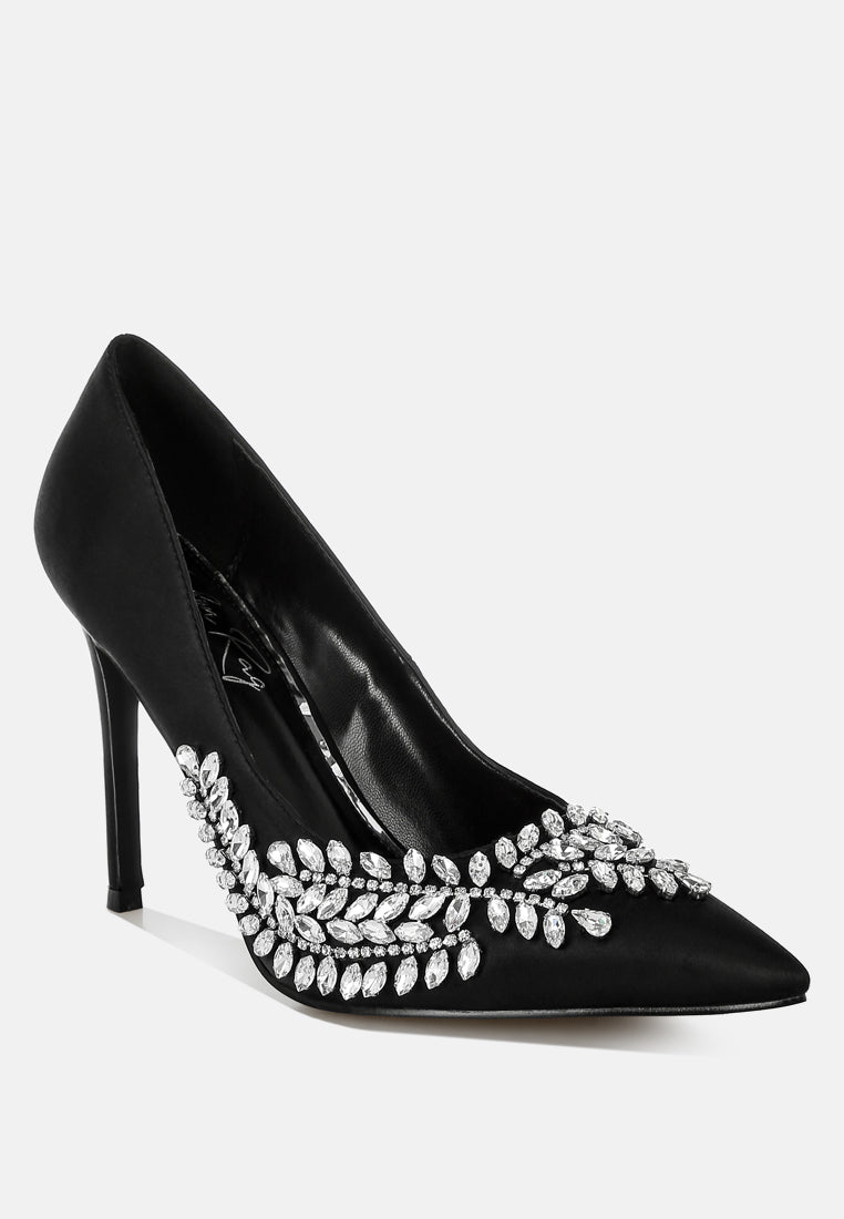 Ashlyn Rhinestones Embellished Satin Stiletto Pumps