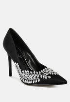 Ashlyn Rhinestones Embellished Satin Stiletto Pumps