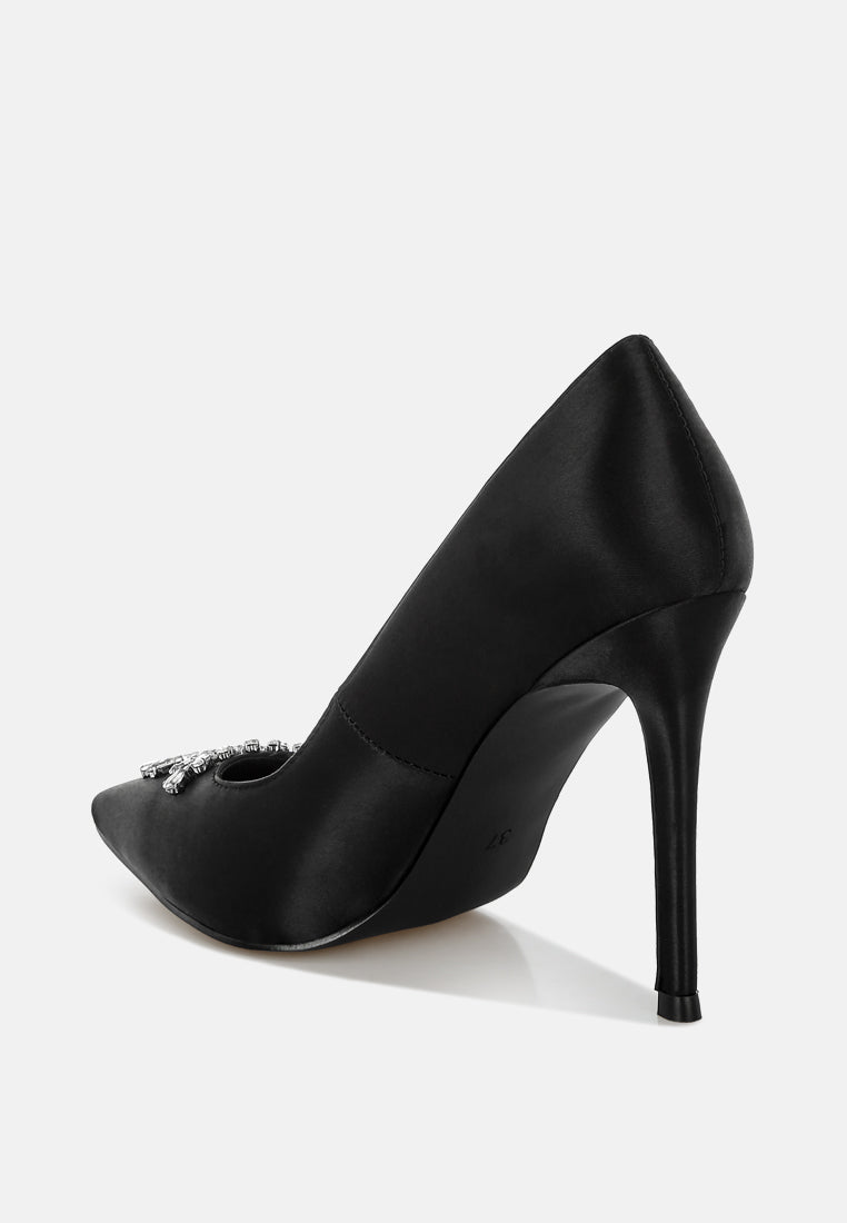 Ashlyn Rhinestones Embellished Satin Stiletto Pumps