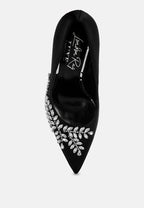 Ashlyn Rhinestones Embellished Satin Stiletto Pumps