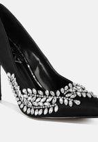 Ashlyn Rhinestones Embellished Satin Stiletto Pumps
