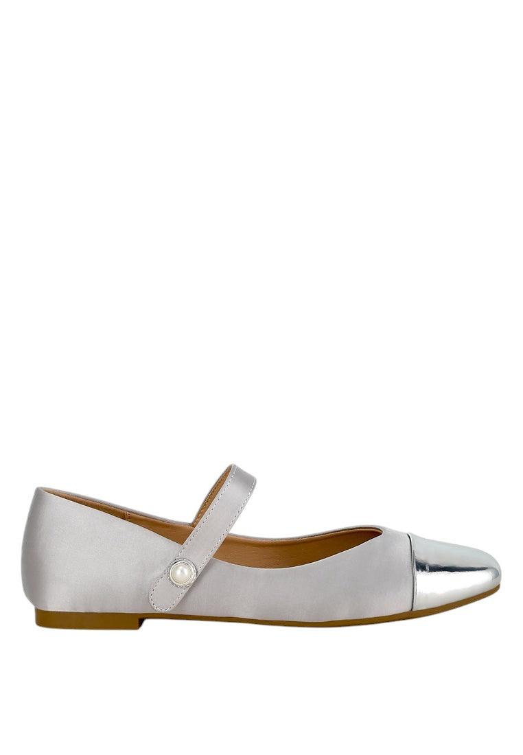 Albi Patent Toe Cap Satin Mary Jane