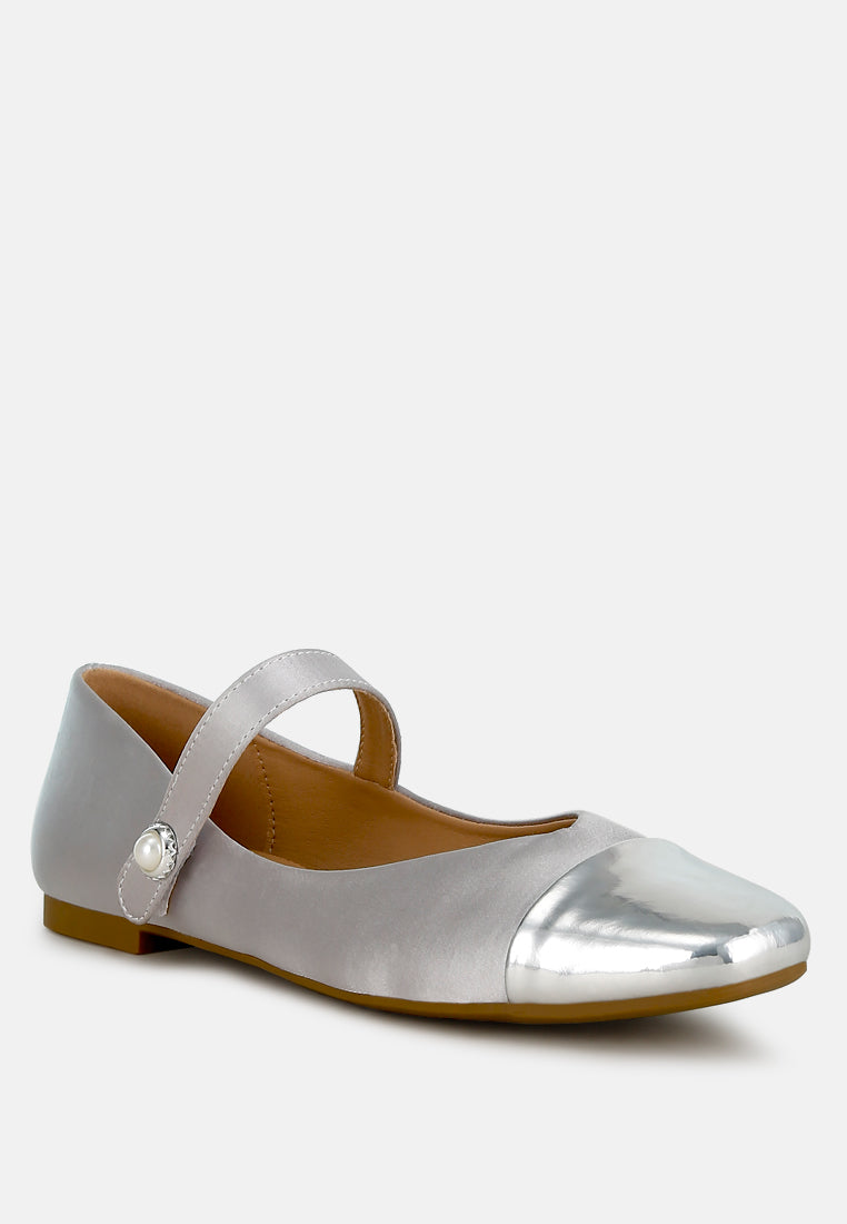 Albi Patent Toe Cap Satin Mary Jane