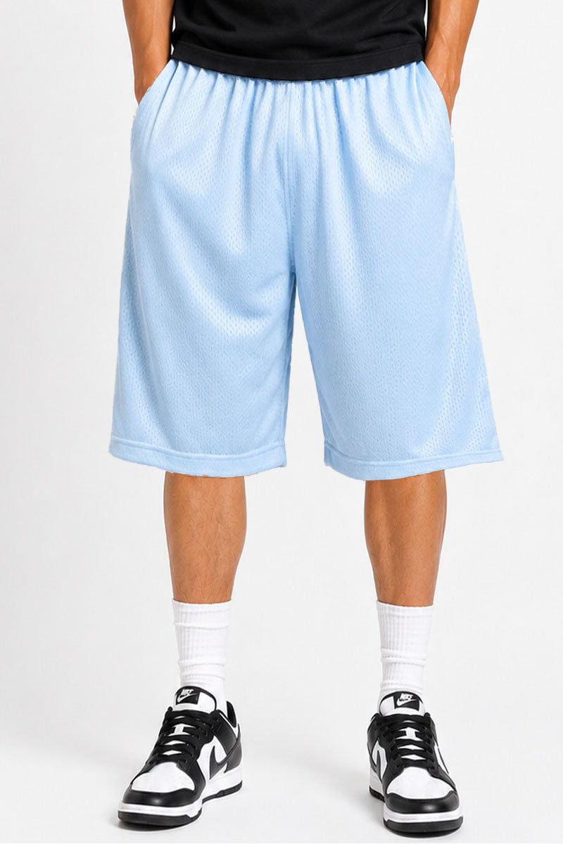 Solid Mesh Shorts – Loose Fit with Elastic Waist