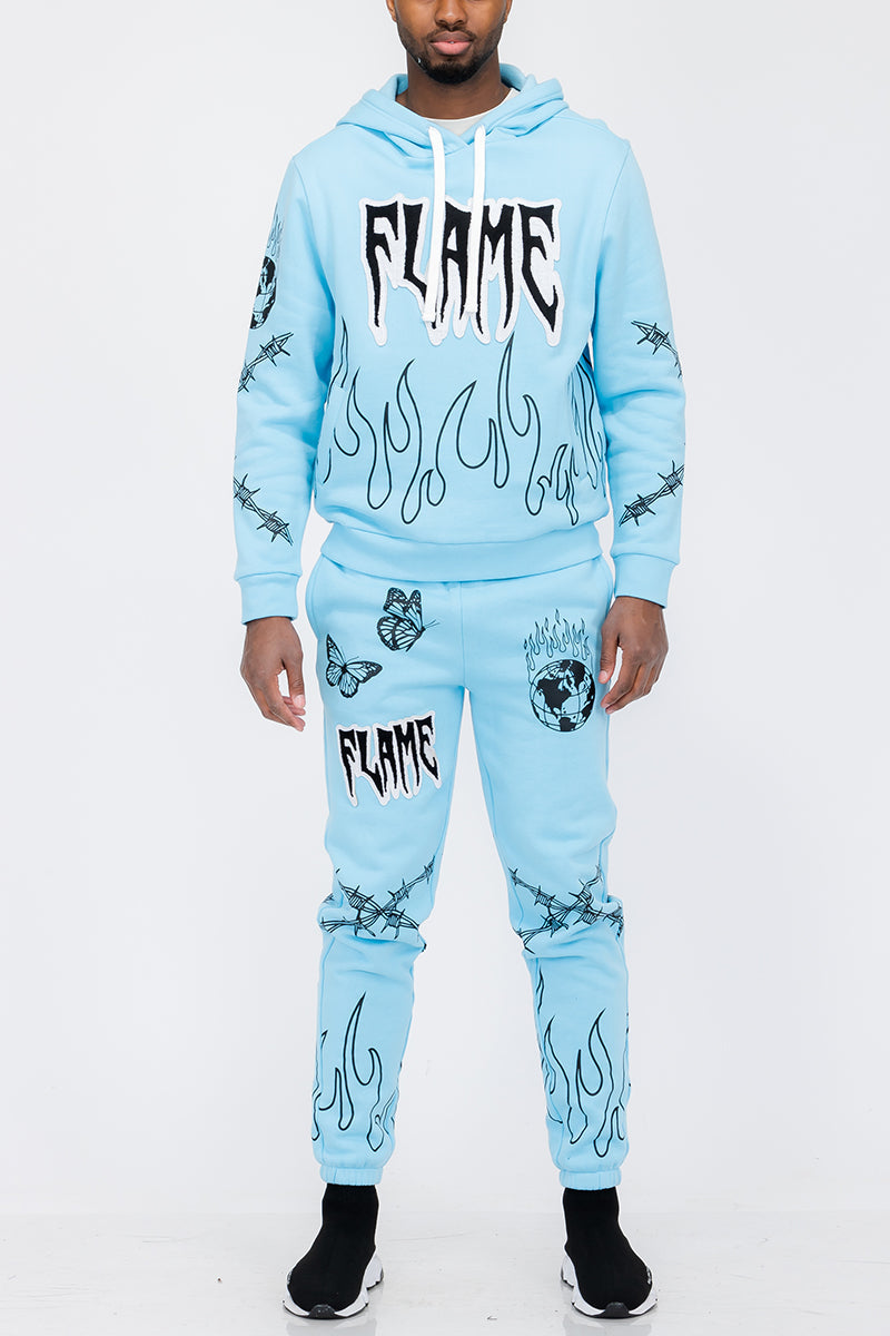 Chenille Flame Sweat Suit – Cotton Blend Track Suit