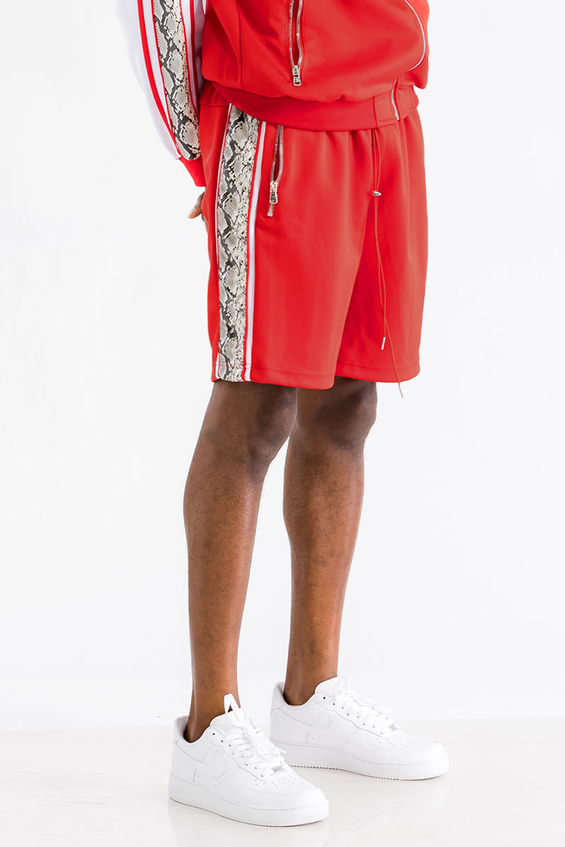 Snake Strip Shorts with Zippered Pockets