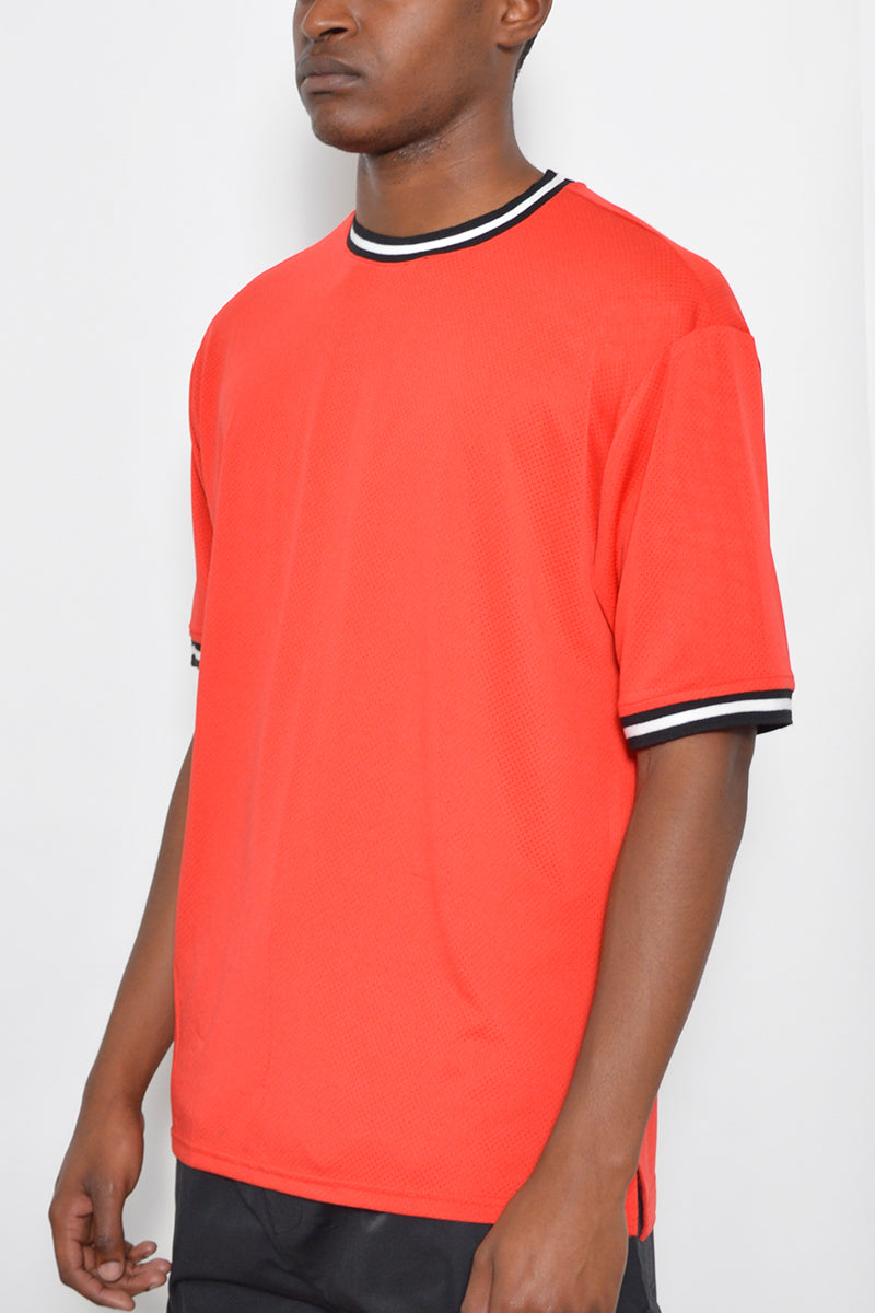 Micromesh Jersey Tee with Dual Stripe Tape Detail