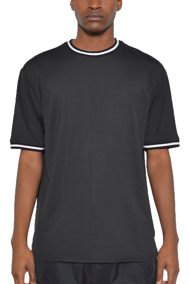 Micromesh Jersey Tee with Dual Stripe Tape Detail